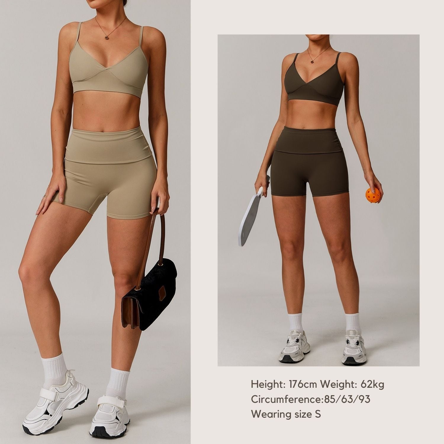 Freemyself recycled Yoga Set - Women's Street-Ready Strappy Bra & Workout Shorts | Gym to Street Running