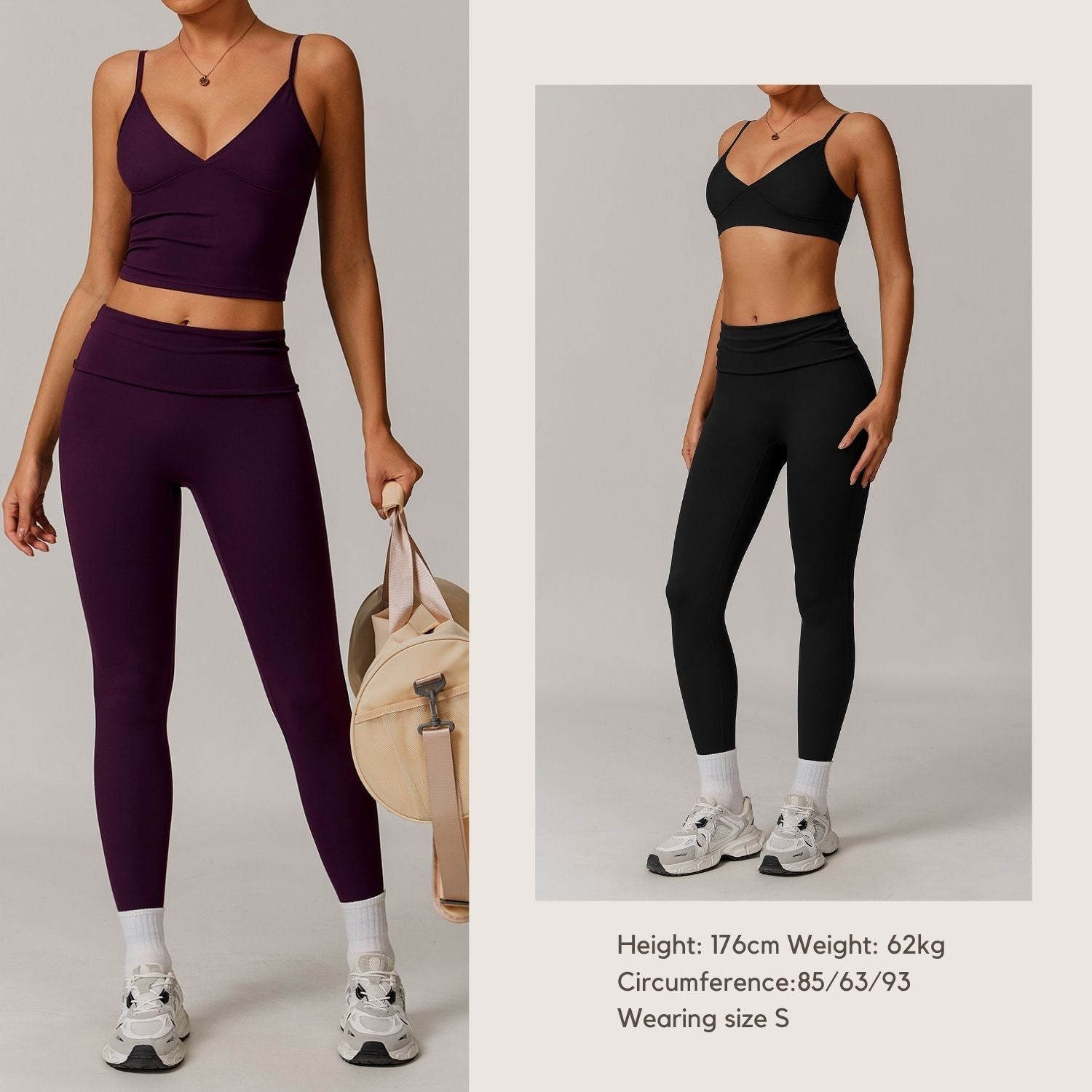 Freemyself recycled Fold-Over Yoga Pants - Women's High-Waist Lifting Fit | Everyday Tights for Gym & Lounge