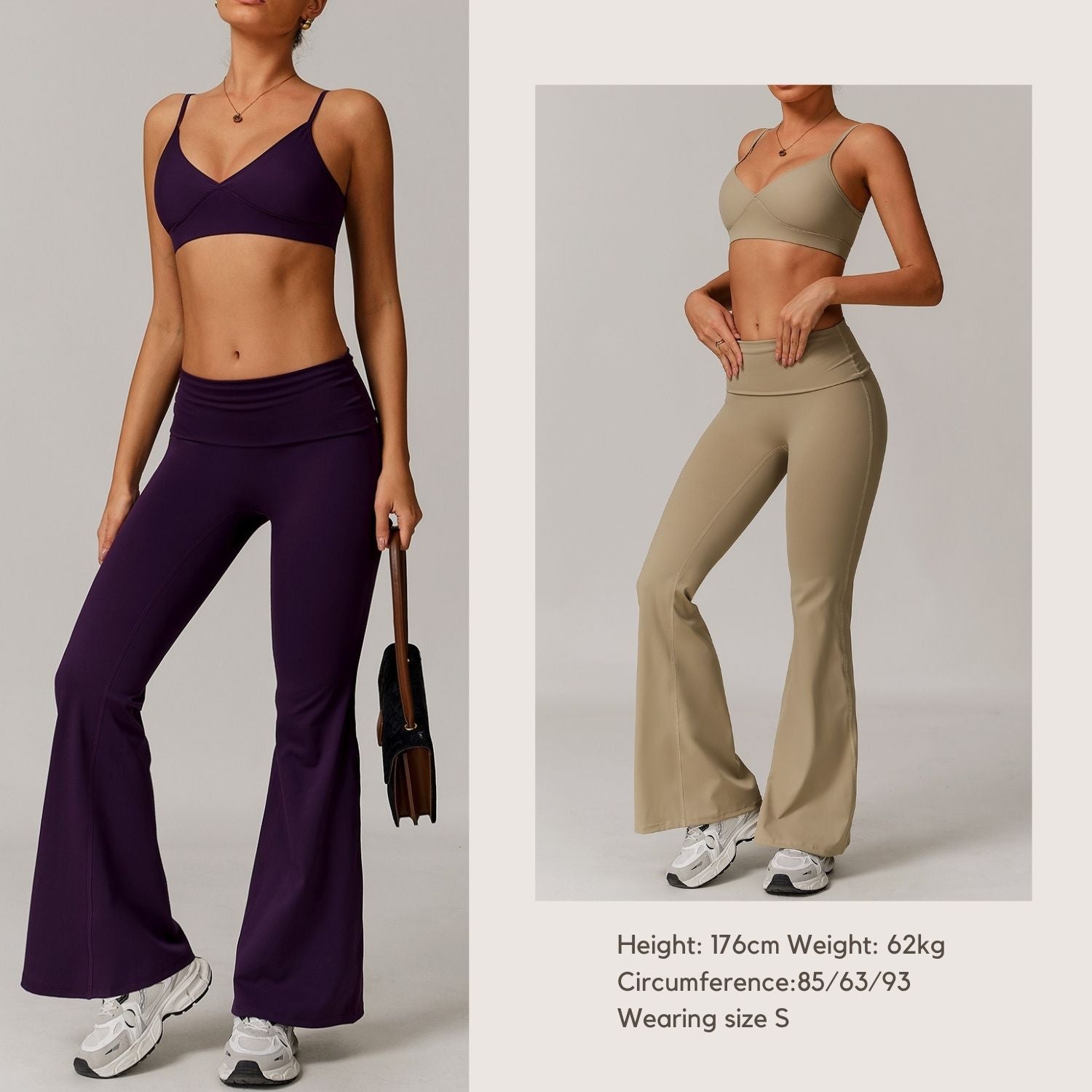 Freemyself recycled Yoga Set - Women's Street-Ready Strappy Bra & Flared Leggings | Gym to Street Running