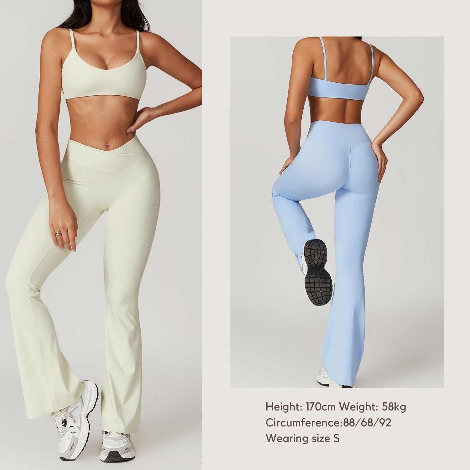Freemyself recycled Yoga Set - Women's Quick-Dry Fitness Outfit with Strappy Bra & Flared Leggings | Running, Gym Wear
