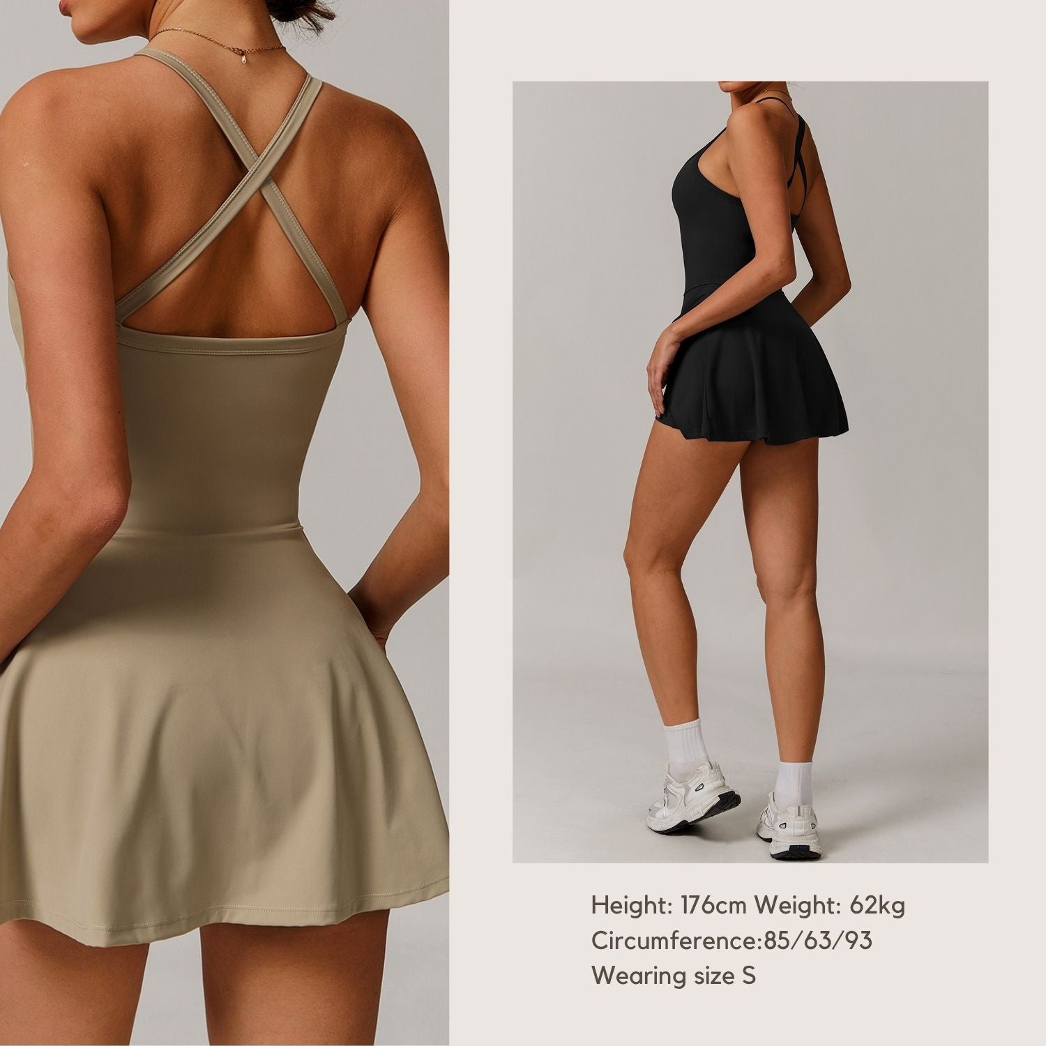 Freemyself recycled Tennis Skirt - Women's Built-in Shorts with Twist Knot & Cutout Back | Anti-Slip Quick-Dry Dress