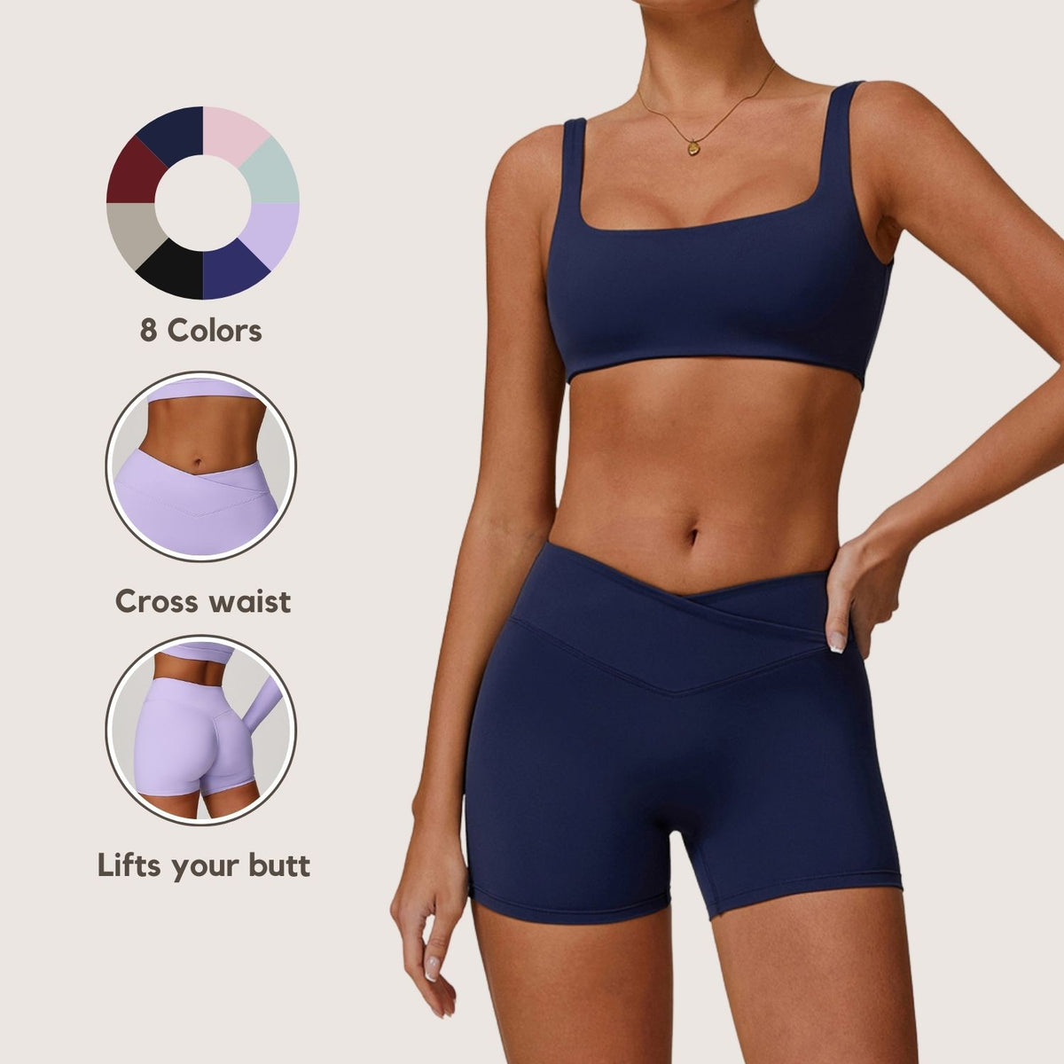 Freemyself Bare-Skin Cross-Front High-Waisted Yoga Shorts Peach-Tone Tight-Fitting Butt-Lifting Athletic Shorts Women's Outerwear Fitness Pants