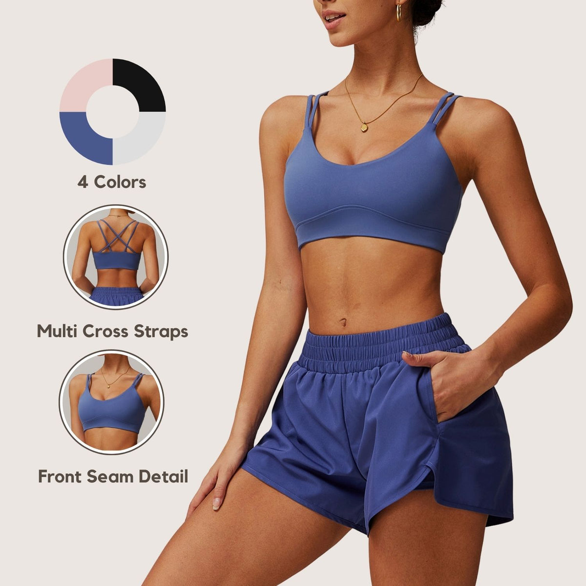 Freemyself Cross-Back Yoga Sports Bra Bare-Skin Feel Outerwear Undergarment Outdoor Running Fitness Sports Vest