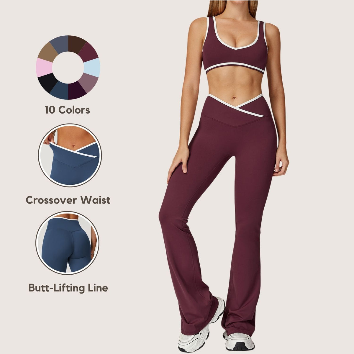 Freemyself Bare-Skin Feel Yoga Leggings Slightly Flared Cross-Front High-Waisted Wide-Leg Bell-Bottom Pants Women's Athletic Fitness Pants