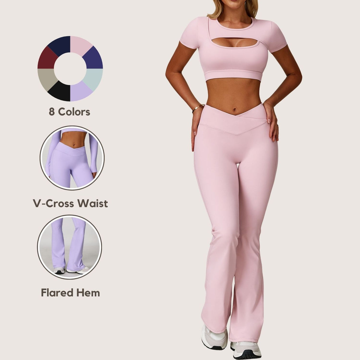 Freemyself Micro-Bell Naked-Feel Yoga Pants Cross-Front High-Waisted Running & Fitness Tights Versatile Bell-Bottom Leggings