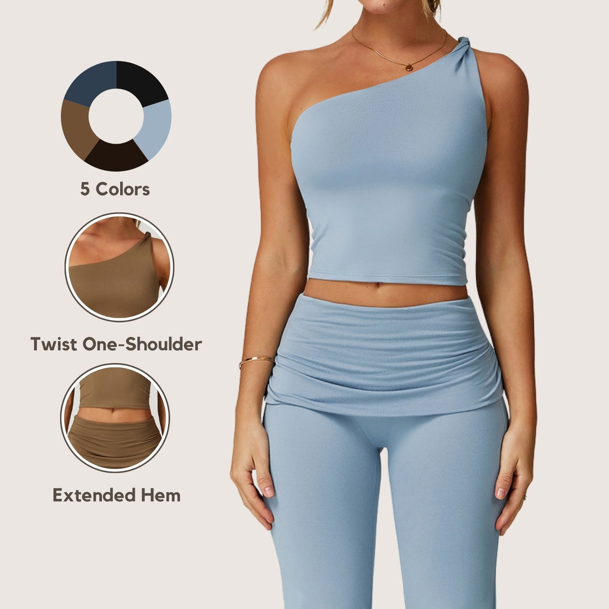 Freemyself Brushed Fleece Asymmetric One-Shoulder Twist Yoga Tank Top Sports Waist-Defining Shaping Casual Running Fitness Tank