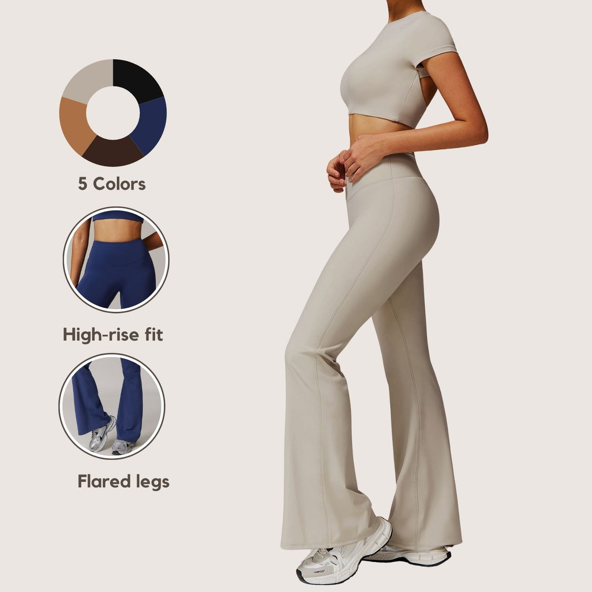 Freemyself Women's Skinny Yoga Pants - Slightly Flared Wide-Leg Running Athletic Pants with High Waist for Fitness