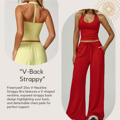 Freemyself Brushed Yoga Tank Top V-Neck Fitted Back-Flattering Sports Bra Running Workout Fitness Tank