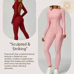 Brushed Contrast-Color Yoga Jumpsuit with Cutout Back Women's 3D-Fitted Yoga Wear for Workouts and Fitness