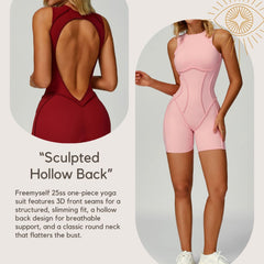 Freemyself Brushed Fleece One-Piece Yoga Suit Fashionable Backless Design with Sculpted Silhouette Women's Running & Fitness Wear