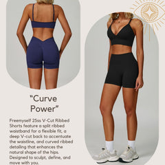 Freemyself Seamless Knit Yoga Shorts for Women with V-Shaped Waistband Outerwear Running Sports Quick-Dry Fitness Pants