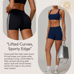 Freemyself Naked-Feel Contrast-Color Yoga Shorts Peach-Tone Tight-Fitting Butt-Lifting Shorts Women's Outerwear Sports Fitness Pants