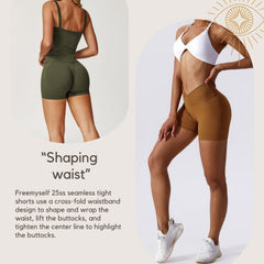 Freemyself Peach Butt-Lifting European-Style Yoga Shorts High-Waisted Stretch Running Fitness Shorts Seamless Tight-Fitting Athletic Shorts