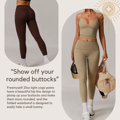 Freemyself recycled Fold-Over Yoga Pants - Women's High-Waist Lifting Fit | Everyday Tights for Gym & Lounge