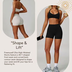 Freemyself Cloud-Feel High-Waisted Yoga Shorts Quick-Dry Butt-Lifting Tummy-Control Shorts Outdoor Running Fitness Shorts