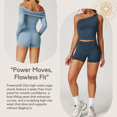 Women's Brushed Fleece-Lined Yoga Shorts - High-Waisted Butt-Lifting Activewear for Running & Fitness