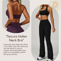Freemyself Halter Neck Cloud-Sensitive Yoga Bra Cut-Out Back Yoga Top Running Fitness High-Intensity Sports Bra