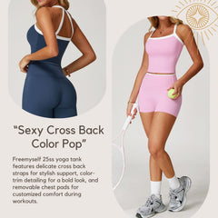 Freemyself Naked-Feel Yoga Tank Top Color-Blocked Cutout Back Fitness Wear Outerwear-Style Premium Running Sports Bra