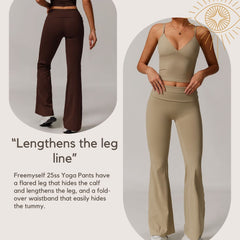 Freemyself recycled Fold-Over Yoga Pants - Women's Micro Flare Leggings | Gym to Street Running & Lounge