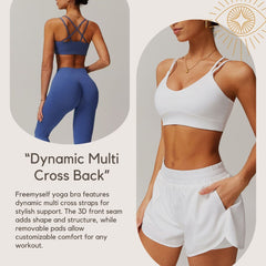 Freemyself Cross-Back Yoga Sports Bra Bare-Skin Feel Outerwear Undergarment Outdoor Running Fitness Sports Vest