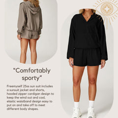 Freemyself Cooling Sunscreen Set UV Protection Quick-Dry Breathable Sunscreen Shirt Running Sports Set