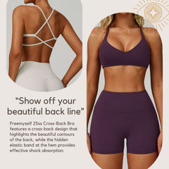 Freemyself Yoga Bra Quick-Dry Cross-Back High-Intensity Fitness Wear Casual Running Sports Bra
