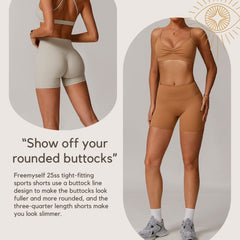 Freemyself High-Waisted Butt-Lifting Yoga Shorts Outerwear Leggings with Tummy-Control for Slimming Running Workouts