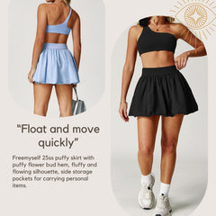 Freemyself Quick-Dry Tennis Skirt Anti-Exposure Lining Breathable Pockets Flared Skirt Running Sports Skirt