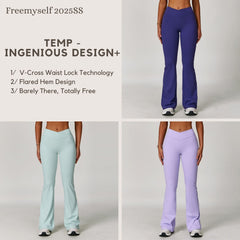 Freemyself Micro-Bell Naked-Feel Yoga Pants Cross-Front High-Waisted Running & Fitness Tights Versatile Bell-Bottom Leggings