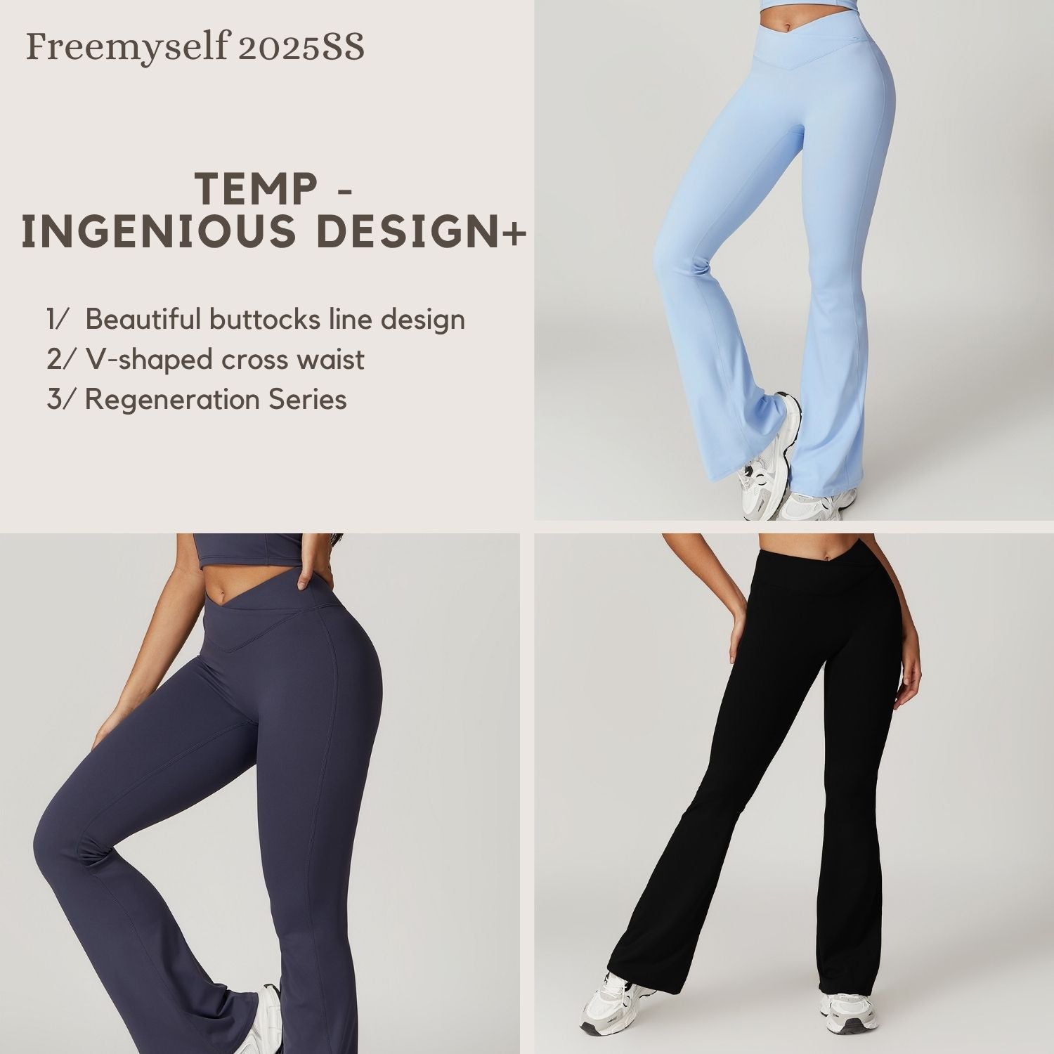 Freemyself recycled Flared Yoga Pants - Women's Naked Feel High-Waist with Butt Lift Tech | Quick-Dry Wide Leg Lounge