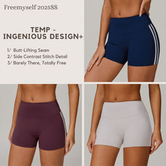 Freemyself Naked-Feel Contrast-Color Yoga Shorts Peach-Tone Tight-Fitting Butt-Lifting Shorts Women's Outerwear Sports Fitness Pants