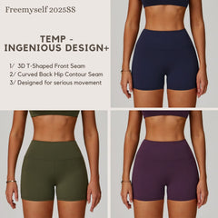 Freemyself Cloud-Feel High-Waisted Yoga Shorts Quick-Dry Butt-Lifting Tummy-Control Shorts Outdoor Running Fitness Shorts