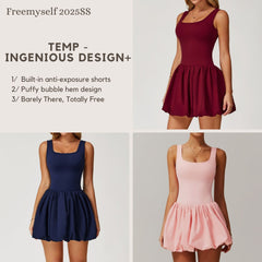 Freemyself Naked-Feel Two-Piece Sports Dress for Women Anti-Exposure Underlayer Outdoor Running Fitness Tennis Skirt