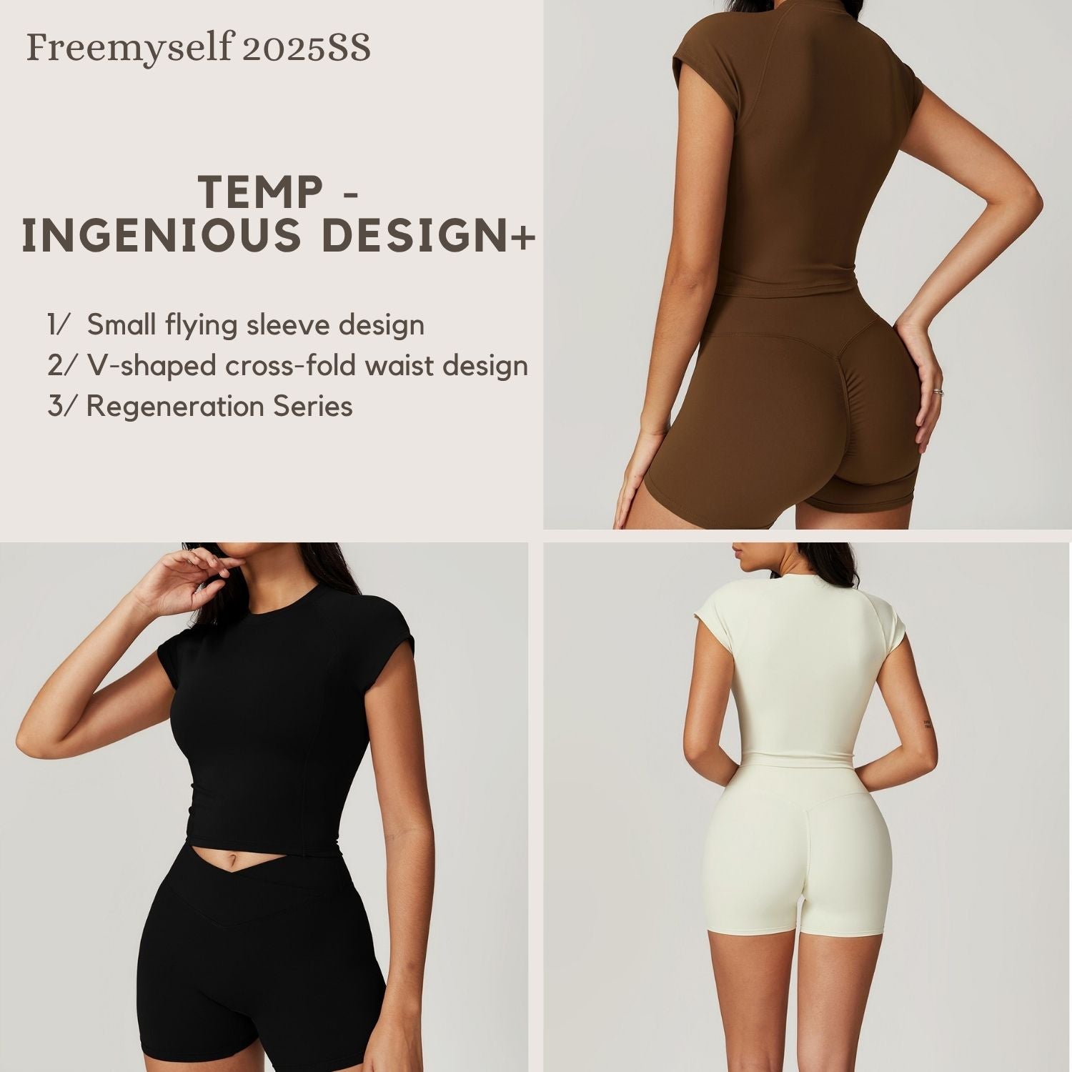 Freemyself recycled Yoga Set - Women's Quick-Dry Short Sleeve Top & Workout Shorts | Street-Ready Workout Outfit
