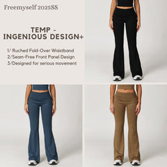 High-Waisted Running Leggings with Folded Hem Versatile Bell-Bottom Yoga Pants