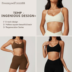 Freemyself recycled Racerback Sports Bra - Women's Quick-Dry Fitness Crop Top with Strappy Back | Yoga, Running, Gym Wear