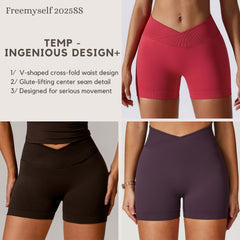 Freemyself Peach Butt-Lifting European-Style Yoga Shorts High-Waisted Stretch Running Fitness Shorts Seamless Tight-Fitting Athletic Shorts