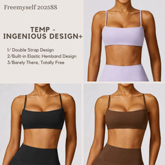 Underwear Strapless Yoga Bra with Beautiful Back Design Nude-Feel Quick-Dry Sports Bra Tight-Fitting Fitness Top