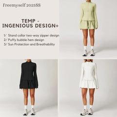 Freemyself Sunscreen Yoga Set Quick-Dry Breathable Cool-Touch Sportswear Women's Running Fitness Three-Piece Set