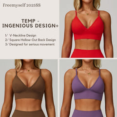 Freemyself Double-Strap Seamless Yoga Bra with Flattering Back Design Quick-Dry Sports Top for Outerwear Running, Fitness, and Yoga Wear