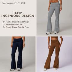 Freemyself Quick-Dry Butt-Lifting Yoga Pants Nude-Feel Casual Wide-Leg Athletic High-Waisted Tight Flared Pants