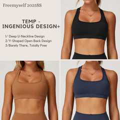 Bareback Yoga Sports Bra Quick-Dry Athletic Top Running Shock-Absorbing Fitness Bra