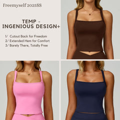 Freemyself Strapless Yoga Tank Top Nude-Feel Backless Slimming Sports Tank Outdoor Running Fitness Wear