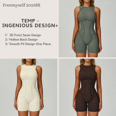 Freemyself Brushed Fleece One-Piece Yoga Suit Fashionable Backless Design with Sculpted Silhouette Women's Running & Fitness Wear