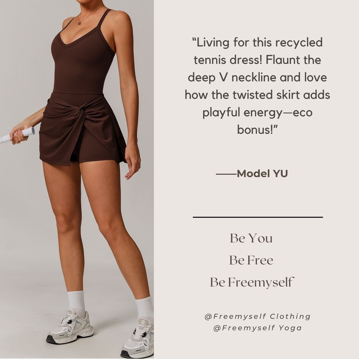 Freemyself recycled Tennis Skirt - Women's Built-in Shorts with Twist Knot & Cutout Back | Anti-Slip Quick-Dry Dress