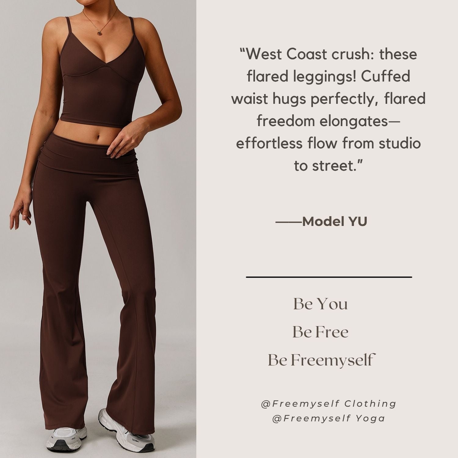 Freemyself recycled Fold-Over Yoga Pants - Women's Micro Flare Leggings | Gym to Street Running & Lounge