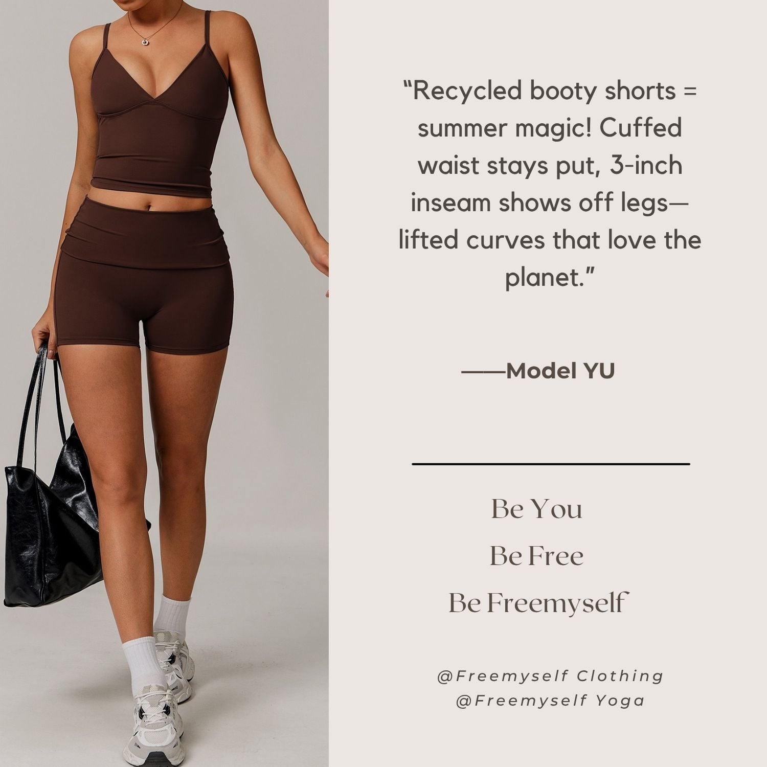 Freemyself recycled Yoga Shorts - Women's Fold-Over High-Waist with Lifting Fit | Quick-Dry Running & Gym