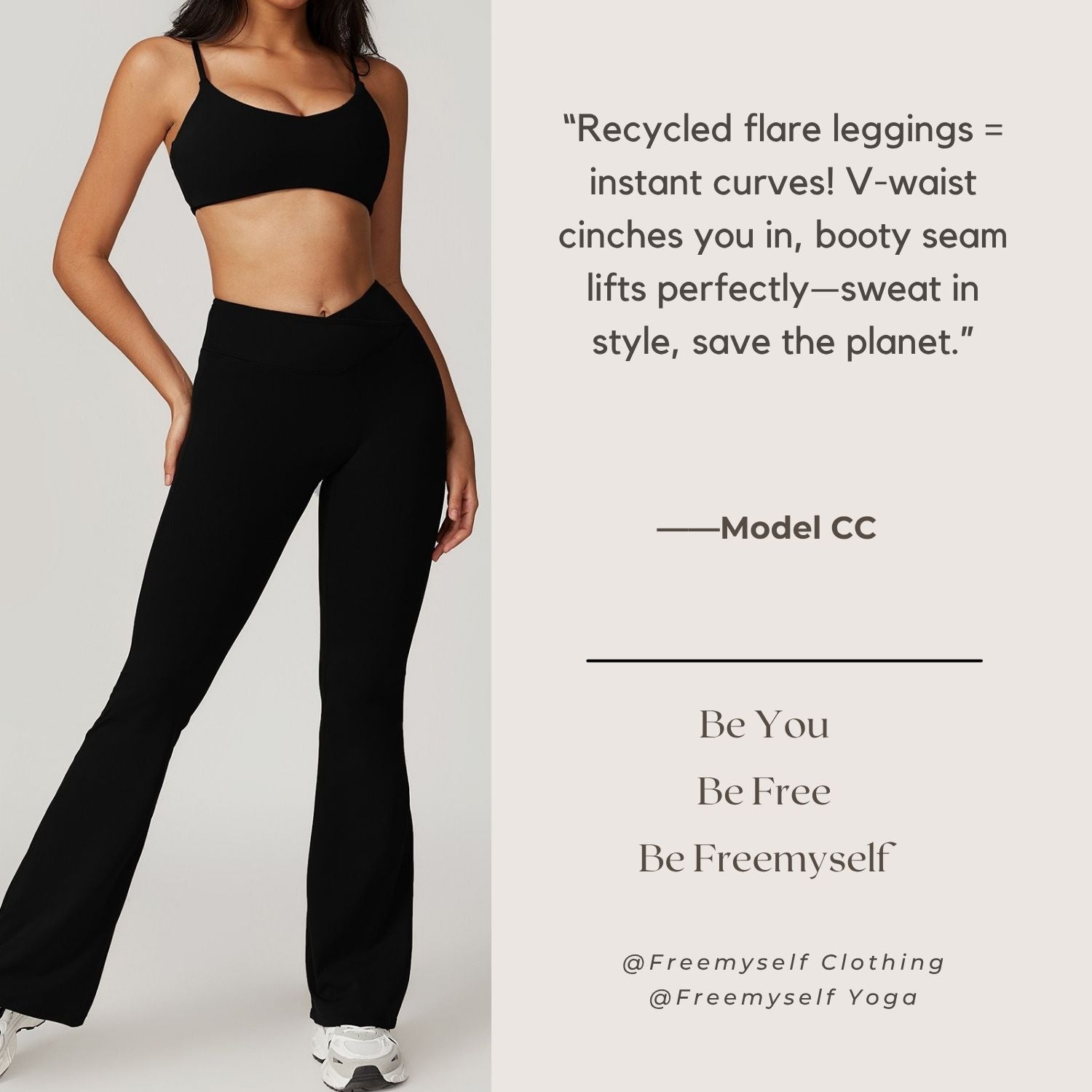 Freemyself recycled Flared Yoga Pants - Women's Naked Feel High-Waist with Butt Lift Tech | Quick-Dry Wide Leg Lounge