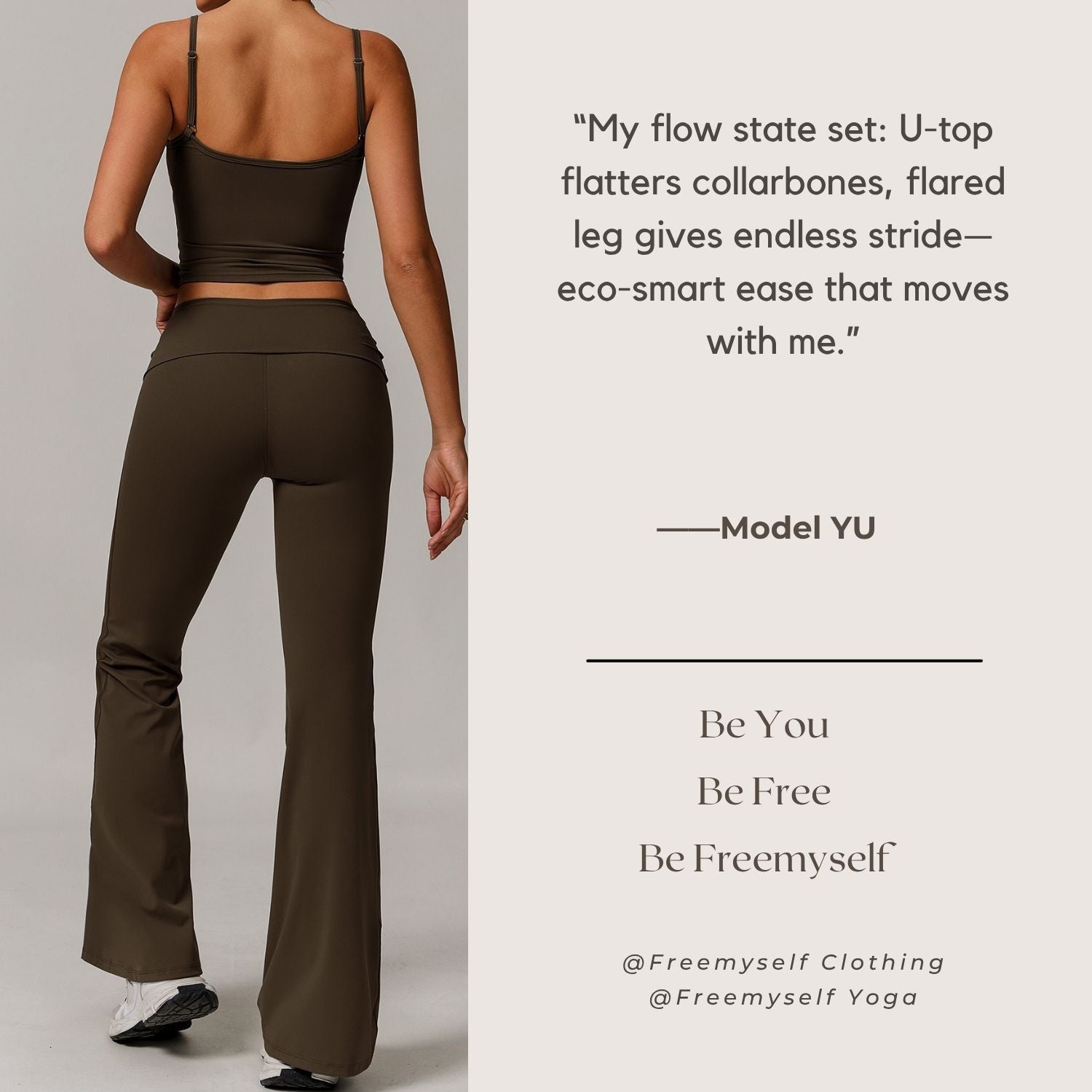 Freemyself recycled Yoga Set - Women's Street-Ready Tank & Flared Leggings | Gym to Street Running
