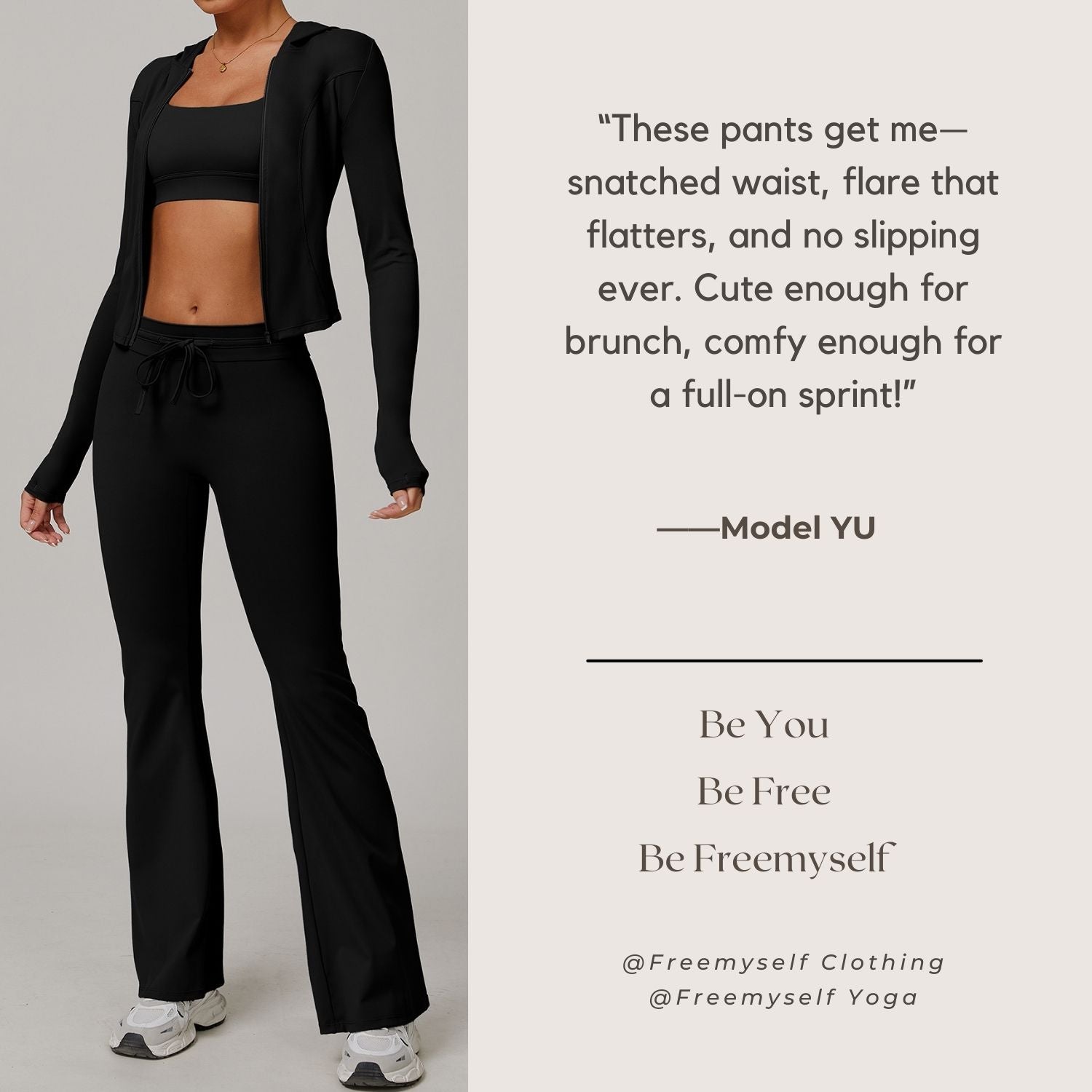 Freemyself UV-Protective Athletic Bell-Bottom Pants High-Waisted Drawstring Design Slightly Flared Fit UV Protection Breathable Cool-Feel Long Pants